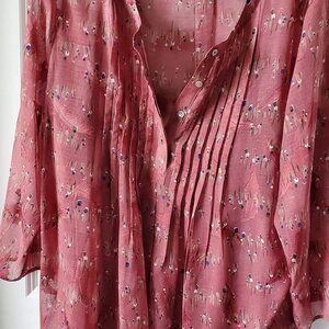 Pale Sky blouse with spaghetti strap tank top - Size XL- Pink